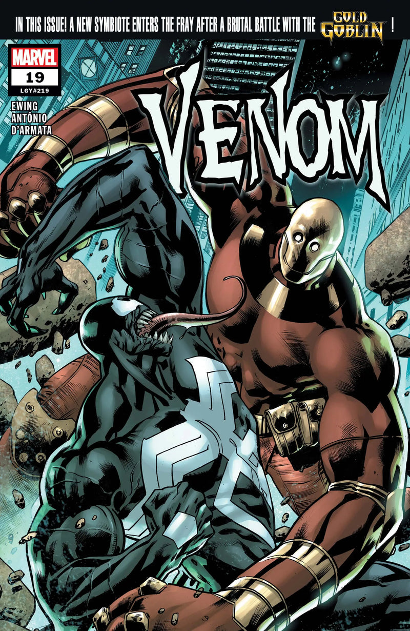 Comic book cover of Venom vs. Juggernaut for Venom 19 trading cards collection