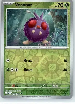 Venonat - SV: Scarlet & Violet 151 - Reverse Holo NM - #048/165 - Pokémon Card Single