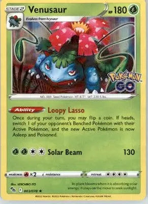 Venusaur - Pokemon GO - 003/078 - Holo NM - Pokémon Card Single