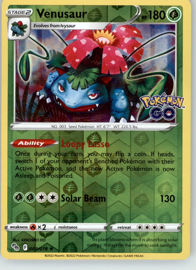Venusaur - Pokemon GO - 003/078 - Reverse Holo LP Pokemon
