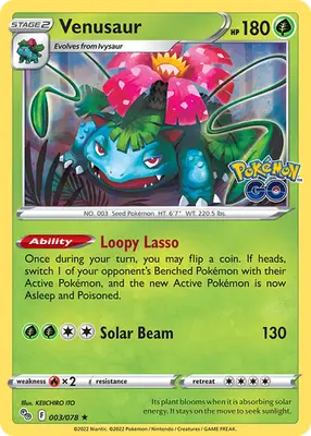 Venusaur - Pokemon GO - 003/078 - Reverse Holo Holo LP Pokemon - Pokémon Card Single
