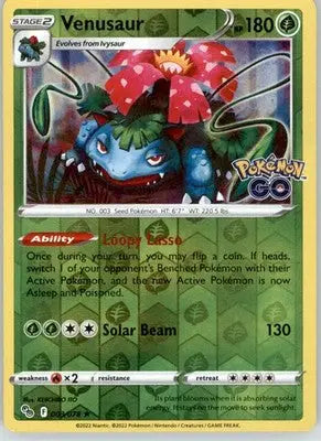 Venusaur - Pokemon GO - 003/078 - Reverse Holo Holo LP Pokemon - Pokémon Card Single