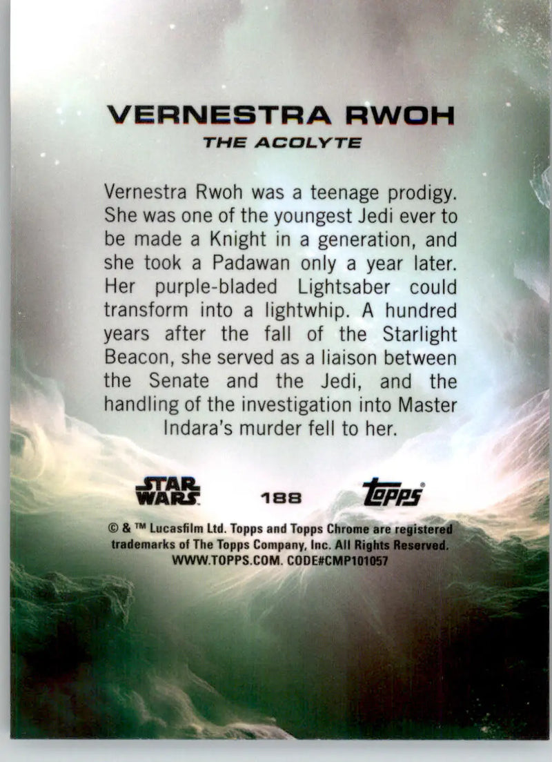 Vernestra Rwoh - 2025 Topps Chrome Star Wars Sapphire - #188 - Non_sport - Star Wars Card Single