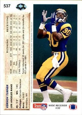 Vernon Turner - 1992 Upper Deck - #537 - Football - Football Card Single