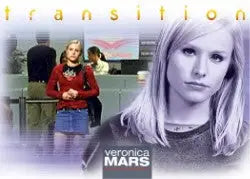 Promotional image for Veronica Mars featuring a blonde woman on a case topper card