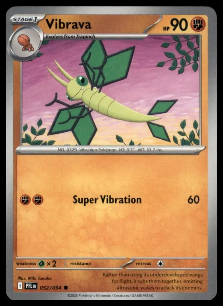 Vibrava 052/094 Me02: Phantasmal Flames Regular Pokemon - Pokémon Card Single