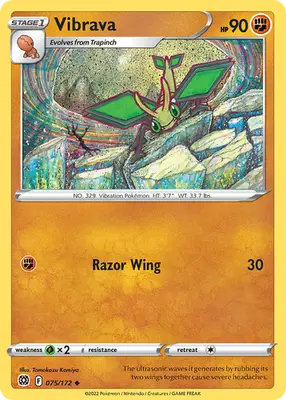 Vibrava - Brilliant Stars - 075/172 - Reverse Holo LP Pokemon - Pokémon Card Single