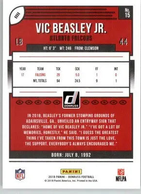 Vic Beasley Jr. - 2018 Donruss - #15 - Football - Football Card Single