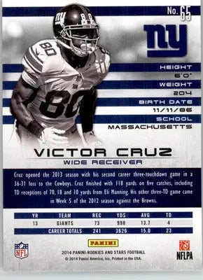 Victor Cruz - 2014 Panini Rookies & Stars - #65 - Football - Football Card Single