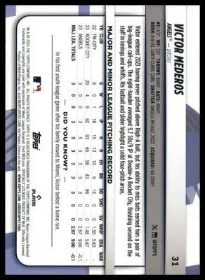 Victor Mederos Rookie 2024 Topps Big League #31 Los Angeles Angels - Baseball Card Single