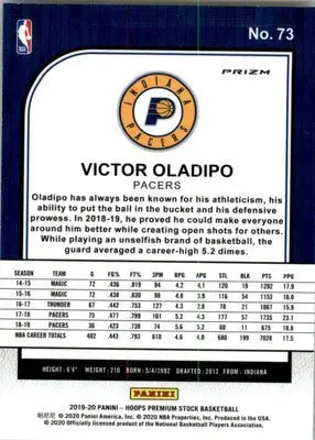 Victor Oladipo - 2019-20 Hoops Premium Stock - #73 - Prizms Silver Mojo - Basketball Card Single