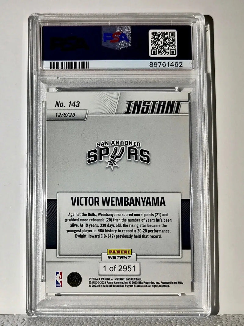 Victor Wembanyama 2023-24 Panini #143 NBA Rookie Basketball Card 1 of 2951 PSA 8 - Basketball Card Single