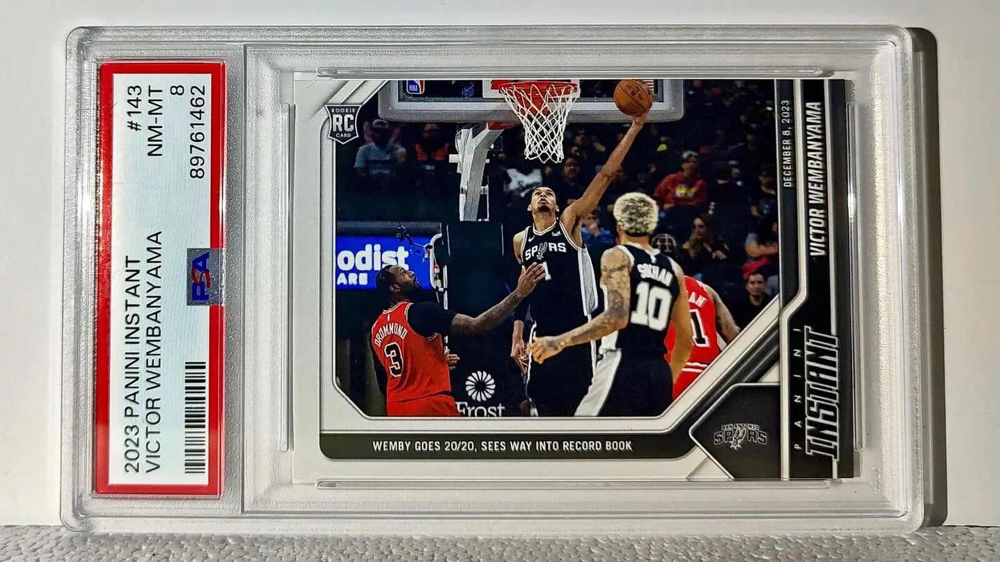 Victor Wembanyama 2023-24 Panini #143 NBA Rookie Basketball Card 1 of 2951 PSA 8 - Basketball Card Single