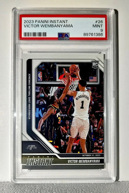 Victor Wembanyama 2023-24 Panini #26 NBA Rookie Card Spurs 1 of 10018 PSA 9 Mint - Basketball Card Single