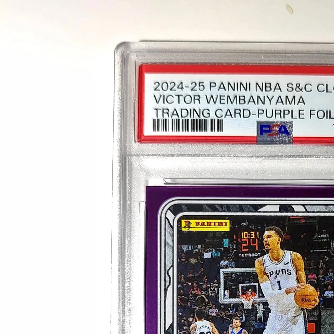 Victor Wembanyama 2024-25 Panini NBA #63 Sticker 42/75 Purple Foil PSA 7 NM