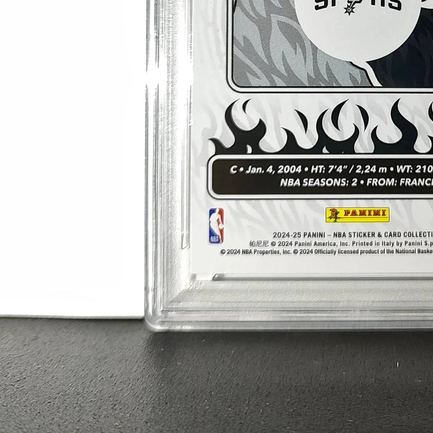 Victor Wembanyama 2024-25 Panini NBA #63 Sticker 42/75 Purple Foil PSA 7 NM
