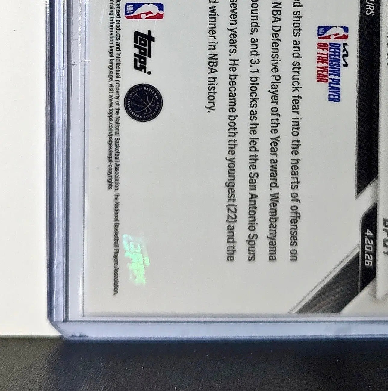 Victor Wembanyama 2025-26 Topps Now #DPOY Defensive Player of the Year Spurs - Basketball Card Single