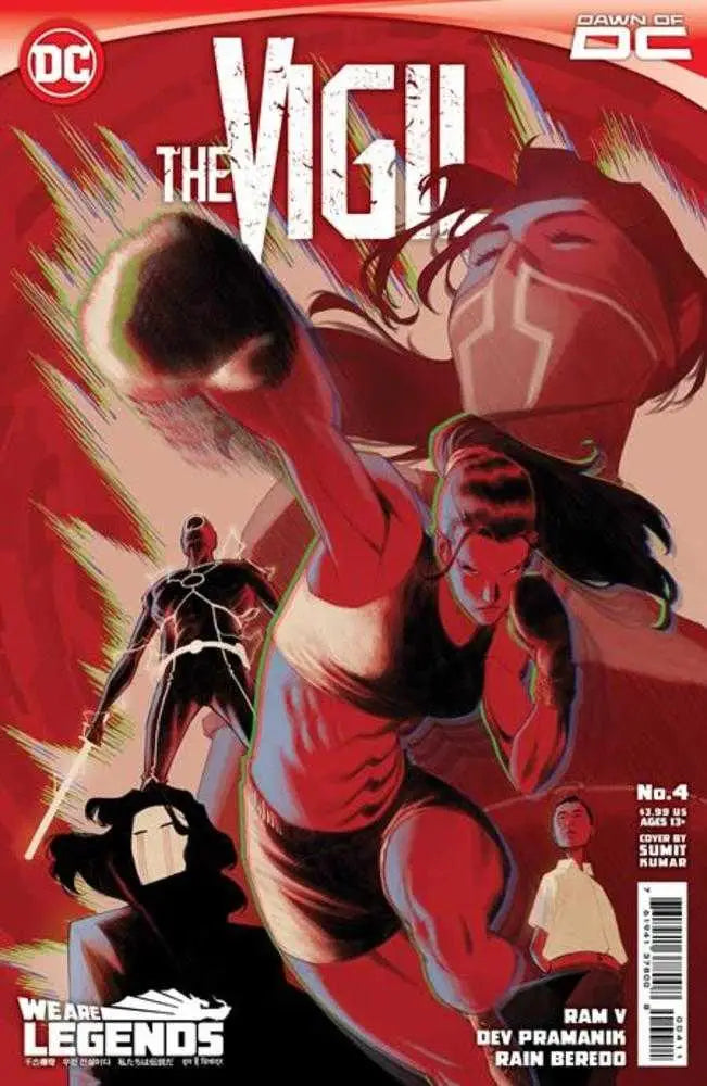 Comic book cover for The Vigil #4 with red superhero art, ideal for collectors of trading cards