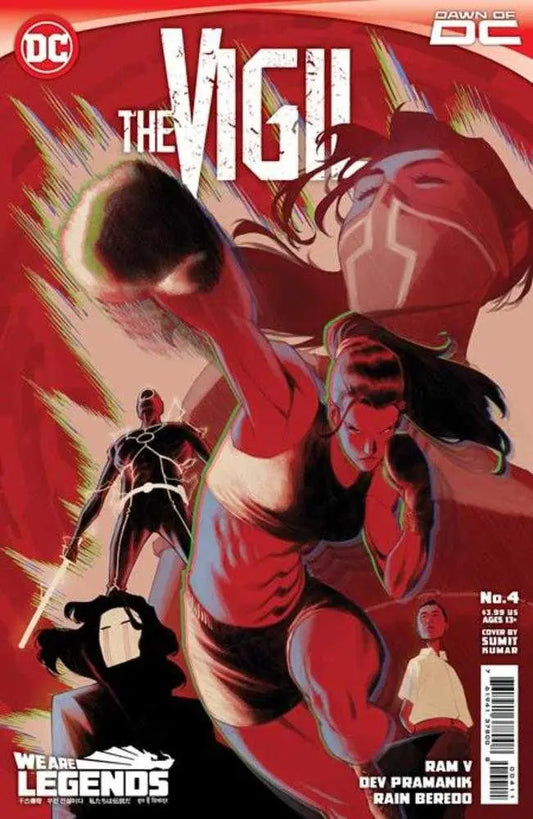 Comic book cover for The Vigil #4 with red superhero art, ideal for collectors of trading cards