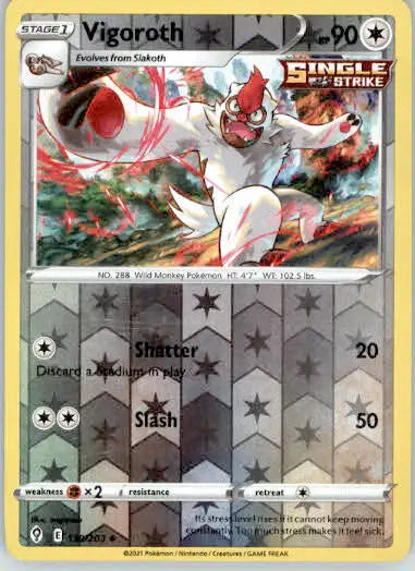 Vigoroth - SWSH07: Evolving Skies - 130/203 - Reverse Holo LP - Pokémon Card Single