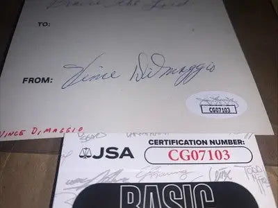 Vince DiMaggio Rare Praise the Lord Autographed Index Card Cut JSA - Sports Memorabilia