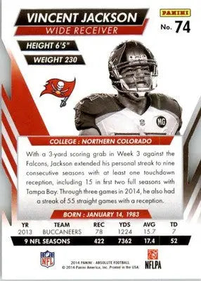 Vincent Jackson - 2014 Panini Absolute - #74 - Retail Football - Football Card Single