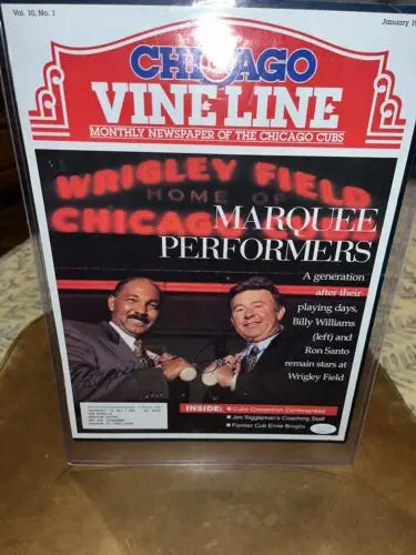 Vine Line Chicago Cubs Magazine 1995 featuring Billy Williams and Ron Santo autographs