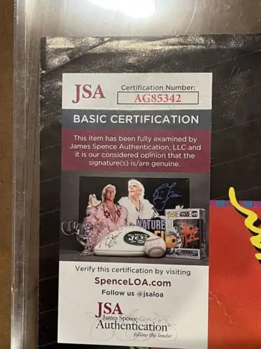 JSA authentication sticker on Vine Line Chicago Cubs Magazine with Billy Williams and Ron Santo
