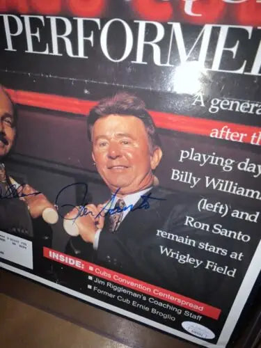 Signed Vine Line Chicago Cubs magazine cover featuring Billy Williams and Ron Santo