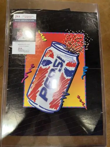 Framed Pepsi advertisement featured in Vine Line Chicago Cubs magazine with dual auto