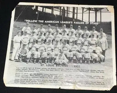 Vintage 1951 ST LOUIS BROWNS 8X10 TEAM PHOTO BASEBALL WOOD SIEVERS LOLLAR - Sports Memorabilia (Jerseys balls helmets