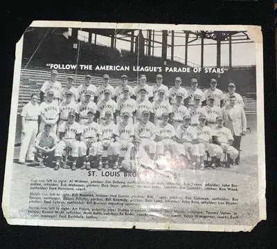 Vintage 1951 ST LOUIS BROWNS 8X10 TEAM PHOTO BASEBALL WOOD SIEVERS LOLLAR - Sports Memorabilia (Jerseys balls helmets