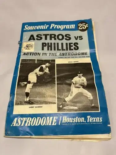 VINTAGE 1969 Houston Astros vs Philadelphia Phillies Program Houston Astros - Sports Memorabilia