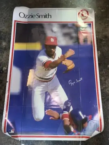 Vintage 1984 Sports Illustrated OZZIE SMITH Poster St Louis Cardinals #4593 RARE - Sports Memorabilia