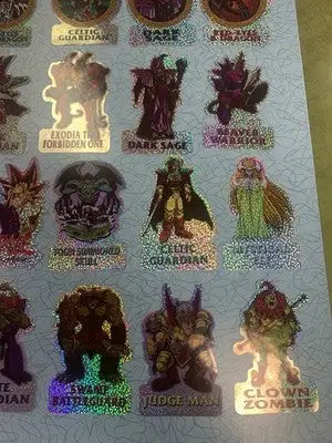 Vintage 1996 Yu-Gi-Oh holographic sticker set featuring Sandy Lion designs