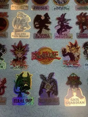 Vintage 1996 Yu-Gi-Oh Vending Sandy Lion holographic sticker set of 36 featuring collectible stickers