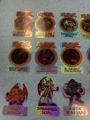 Vintage 1996 Yu-Gi-Oh Vending Sandy Lion holographic sticker set of 36 featuring collectible stickers