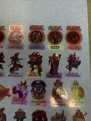 Vintage 1996 Yu-Gi-Oh holographic sticker set from Sandy Lion featuring 36 collectible stickers