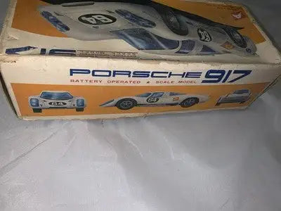 Vintage Asahi Japan Porsche 917 Toy Car with Box Battery Operated Nice - Action Figure & Toy