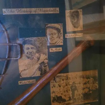 Vintage Baseball Memorabilia Shadow Box Display - Display