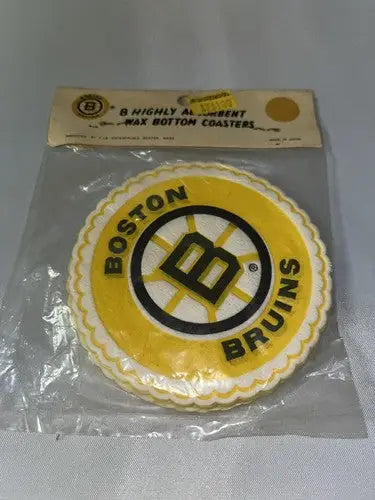 Vintage Boston Bruins Hockey Wax Bottom Coasters Japan New Old Stock 8/pkg - Sports Memorabilia