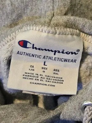 Vintage Champion Hoodie Mens L Gray Long Beach DECA Pullover Hooded Sweatshirt - Apparel