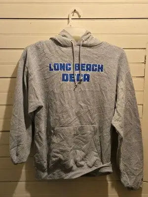 Vintage Champion Hoodie Mens L Gray Long Beach DECA Pullover Hooded Sweatshirt - Apparel