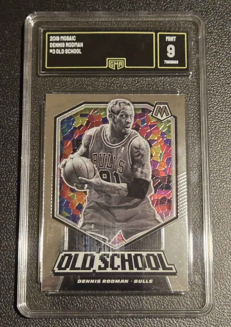 Vintage Chicago Bulls Snapback Hat + Michael Jordan & D.Rodman Graded card Lot - Sports Memorabilia