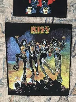 Vintage Kiss Back Patch LOT 4 Debut Destroyer Demon Album Unused Ken Kelly Art - Collectibles
