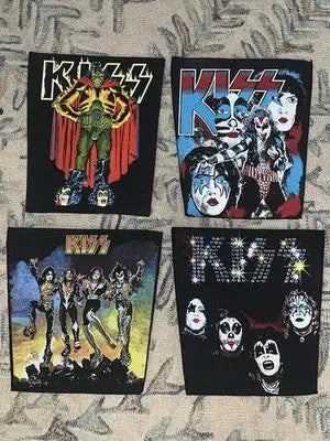 Vintage Kiss Back Patch LOT 4 Debut Destroyer Demon Album Unused Ken Kelly Art - Collectibles