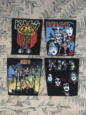 Vintage Kiss Back Patch LOT 4 Debut Destroyer Demon Album Unused Ken Kelly Art - Collectibles