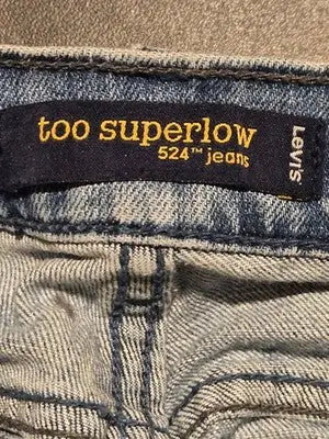 Vintage Levis Jeans Women’s 9M Too Superlow 524 Light Wash Bootcut Distressed - Apparel