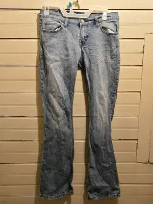 Vintage Levis Jeans Women’s 9M Too Superlow 524 Light Wash Bootcut Distressed - Apparel