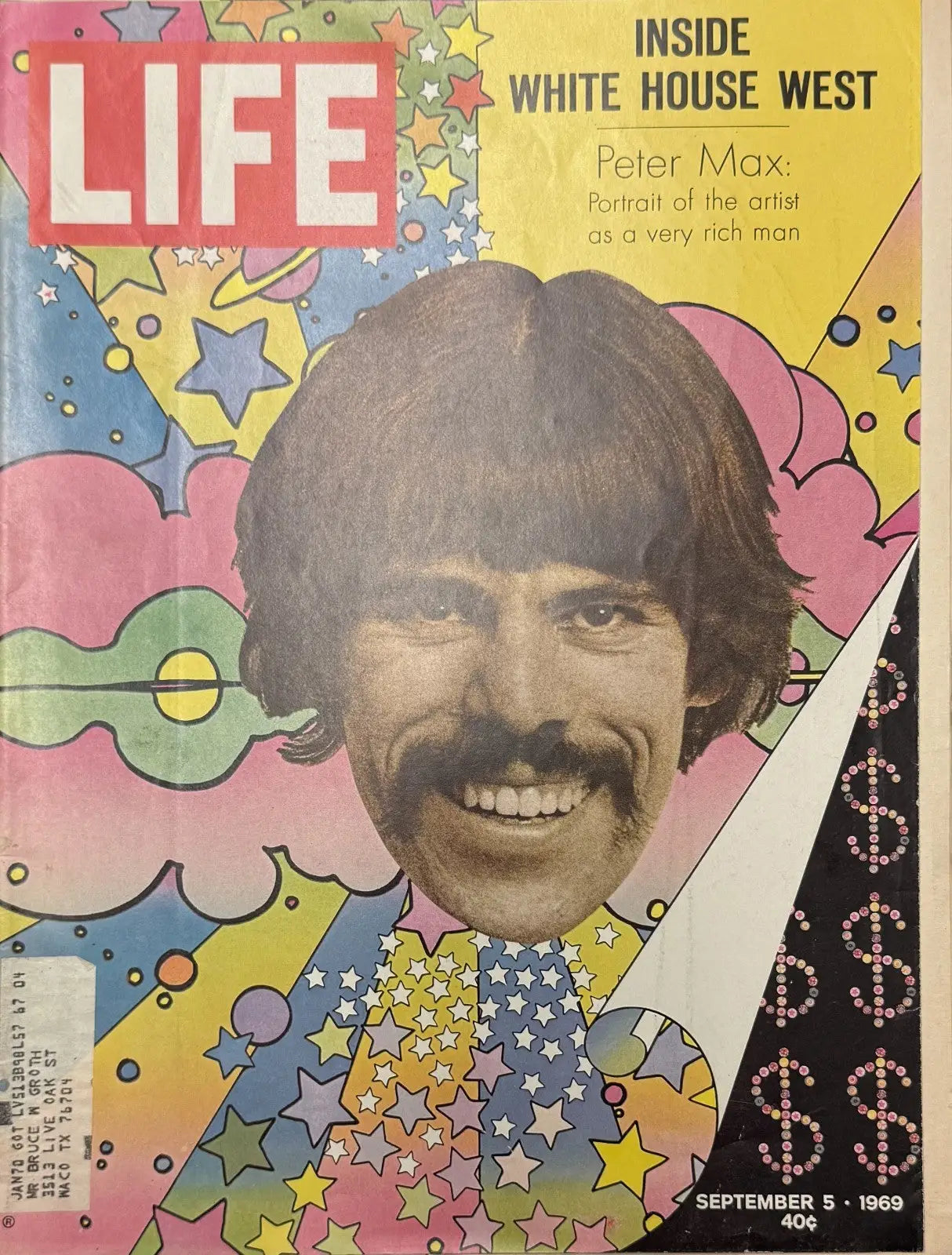 Vintage LIFE Magazine September 5 1969 Peter Max Psychedelic Pop Art Cover Ads - Entertainment Memorabilia